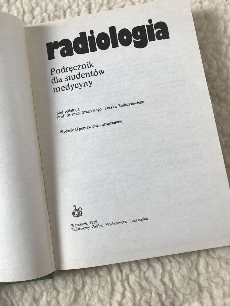 Stara książka medyczna Radiologia - Leszek Zgliczyński, medycyna