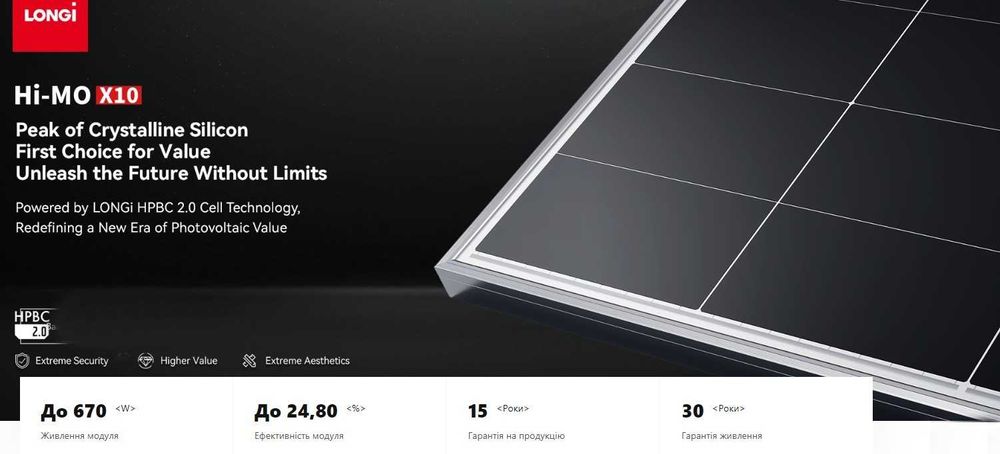 Сонячна панель Longi Solar LR7-54HVH-485M Hi-MO X10