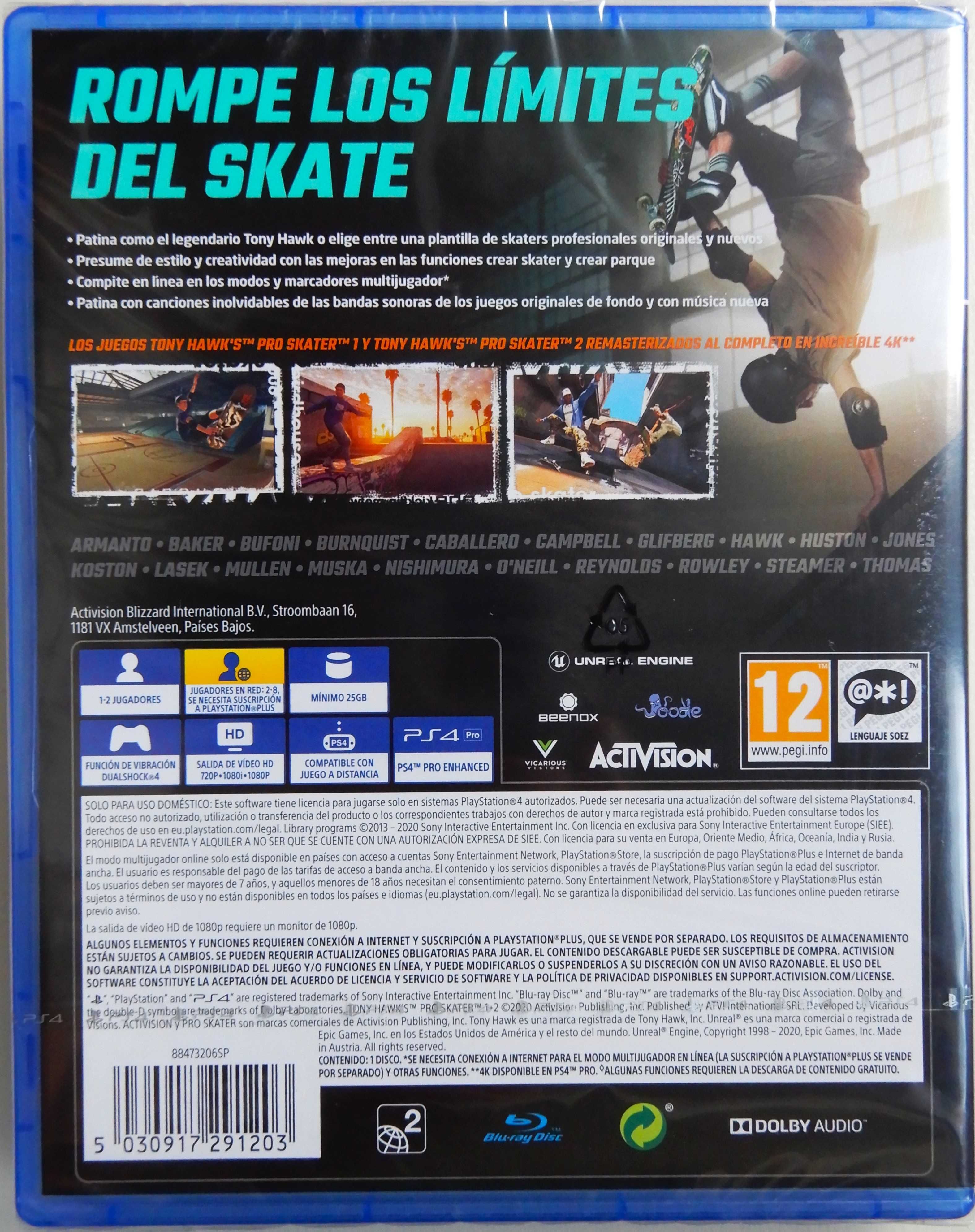 eee Tony Hawk's Pro Skater 1+2 NOWA gra na PS4