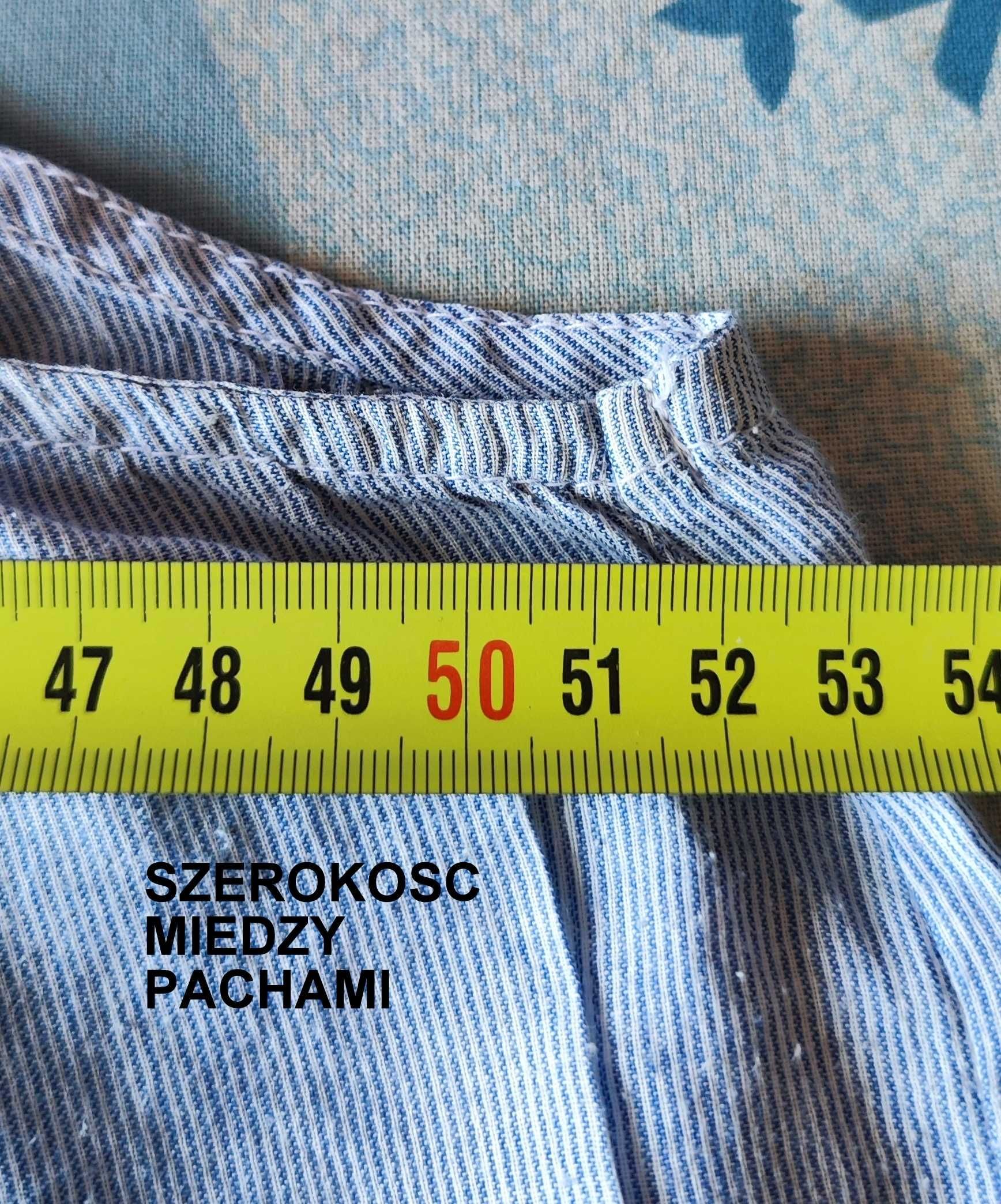 Hampton Republic koszulka błękitna niebieska prążek koronka haft M/L
