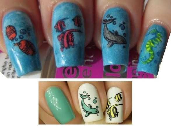 blaszka M27 płytka wzorków do paznokci stempel ocean ryby