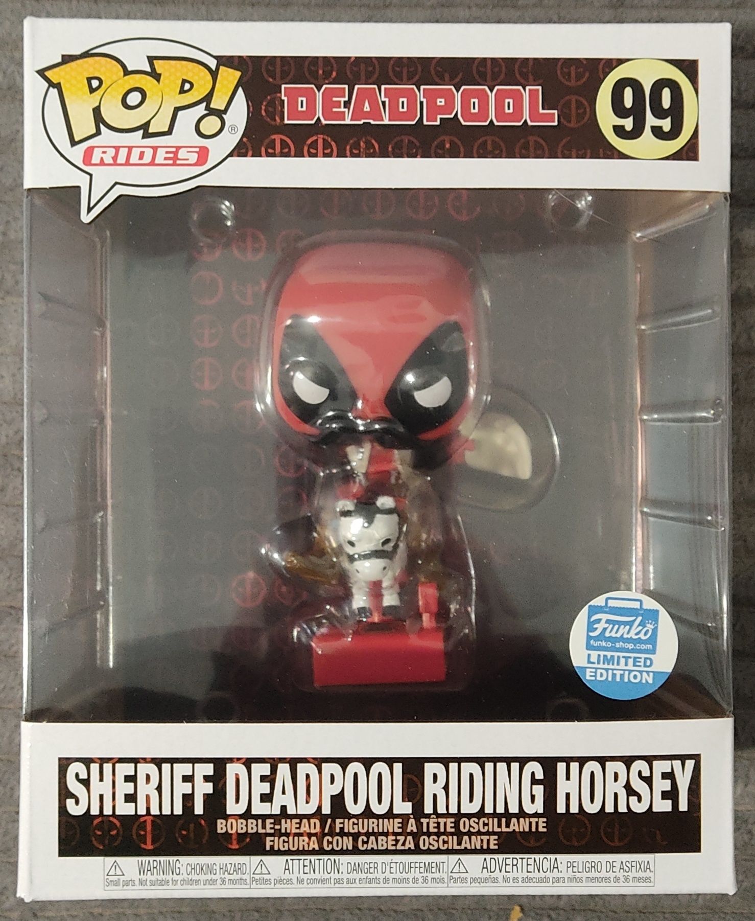 FUNKO POP * Sheriff Deadpool Riding Horsey #99 POP RIDES - MARVEL