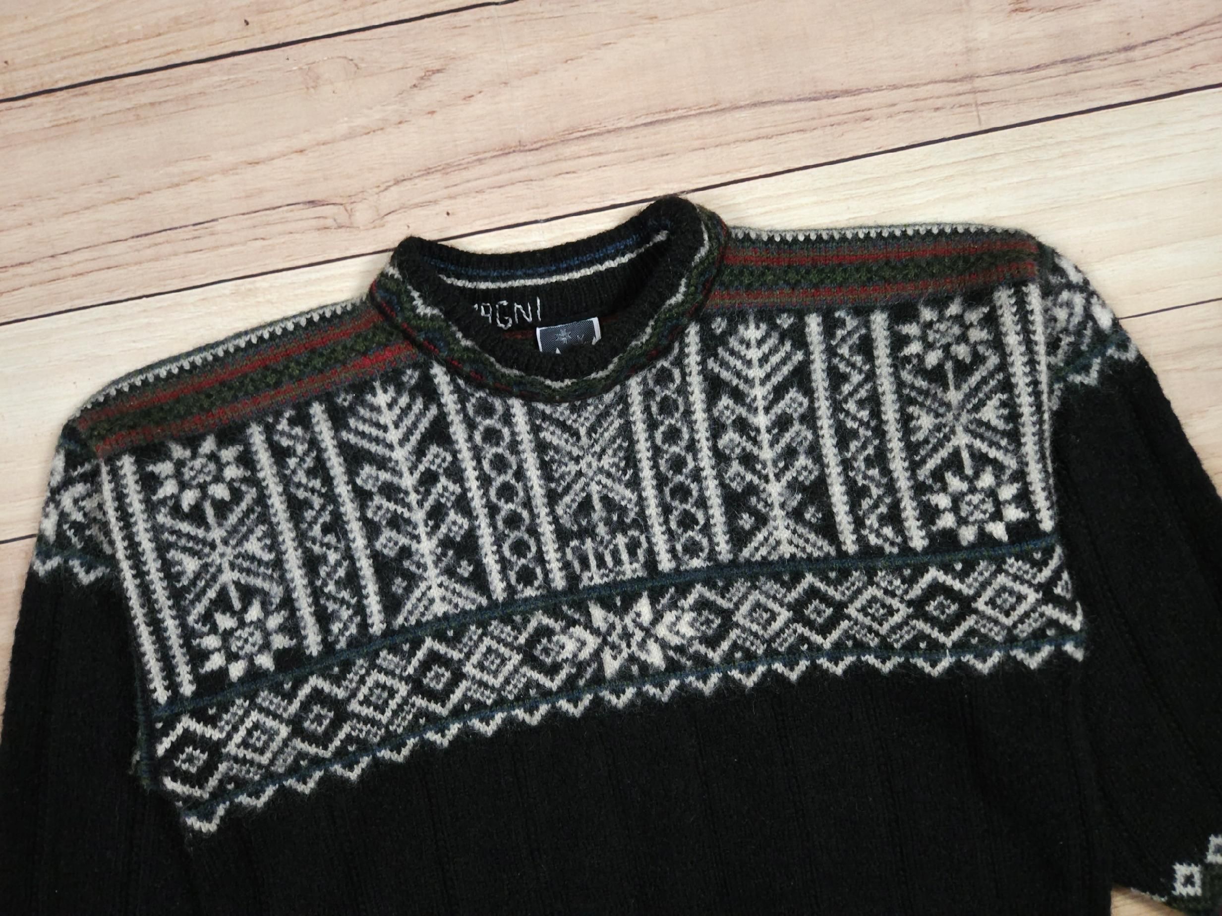 DALE Of Norway Sweter Gruby Wełniany Wzór Logo r. M