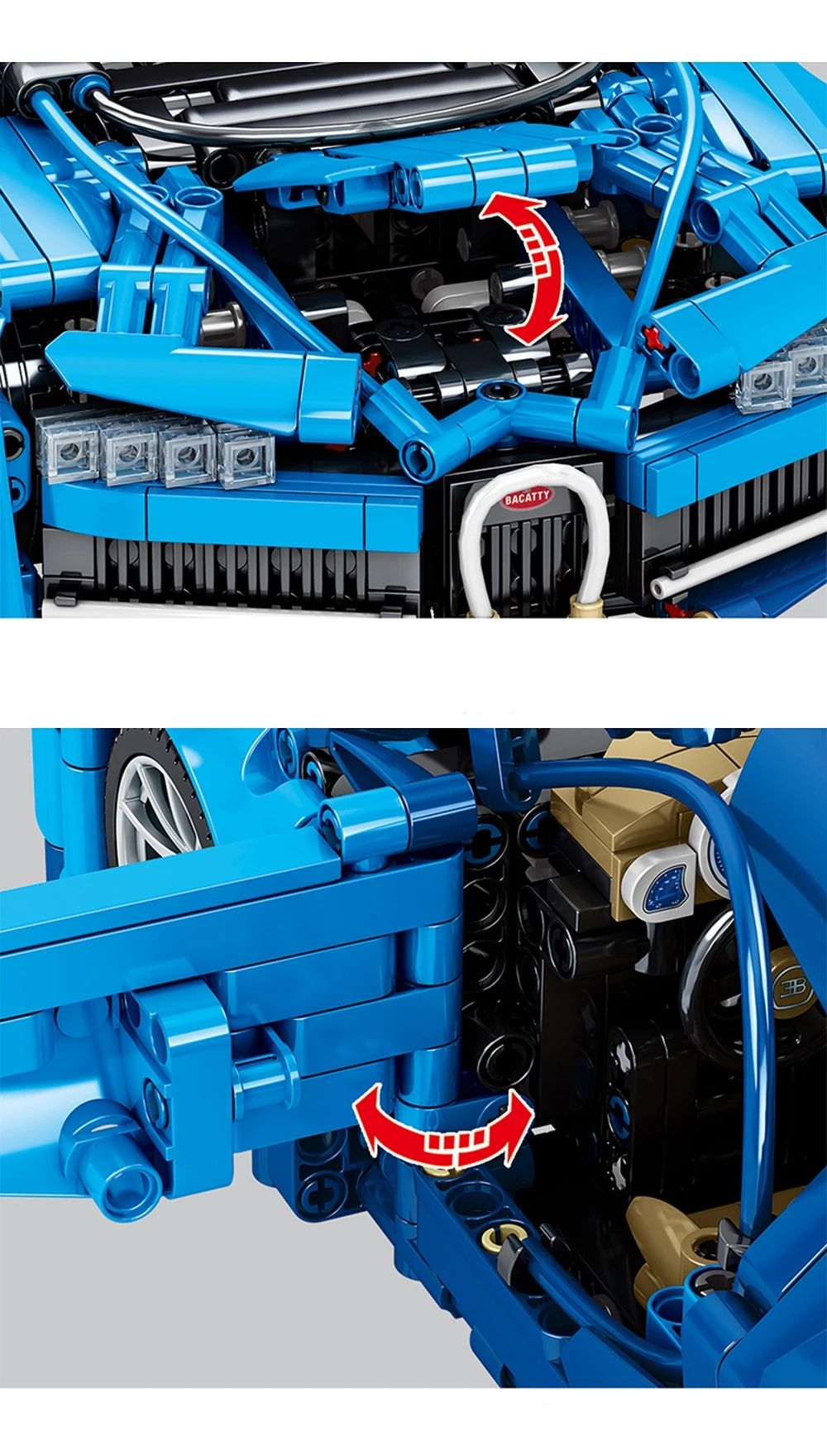 Klocki technic Bugatti Chiron, 1:14, duży, jak lego
