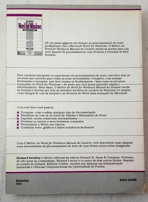 Livro Word for Windows - Manual Usuário