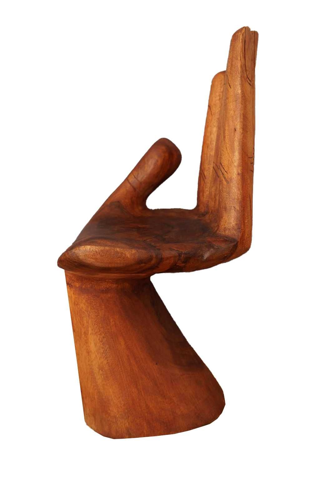 Drewniany fotel krzesło w kształcie dłoni 90 cm