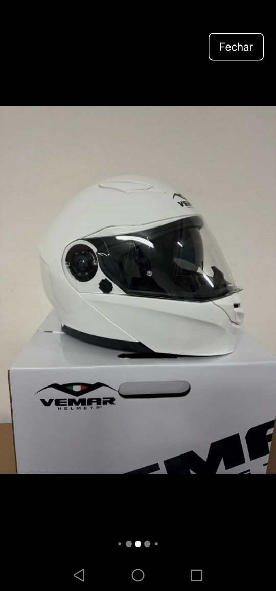 Capacete modular com viseira dupla Vemar NASHI branco .