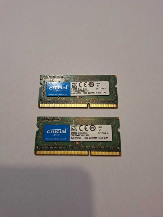 Pamięć RAM DDR3L 4GB SODIMM Crucial 1600MHz – jak nowa