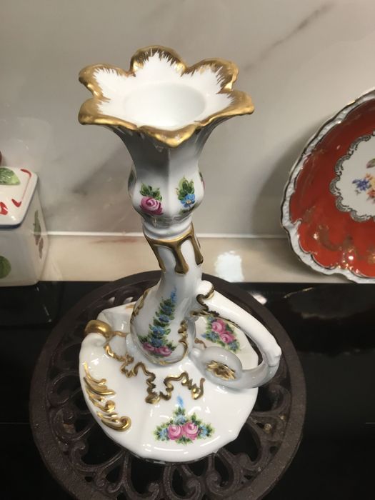 Castiçal em porcelana pintado à mão