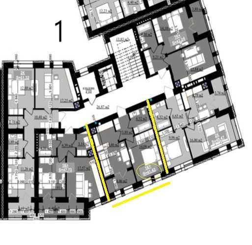 Однокімнатна квартира - 41/м2 ЖК Міленіум, можливе розтермінування.