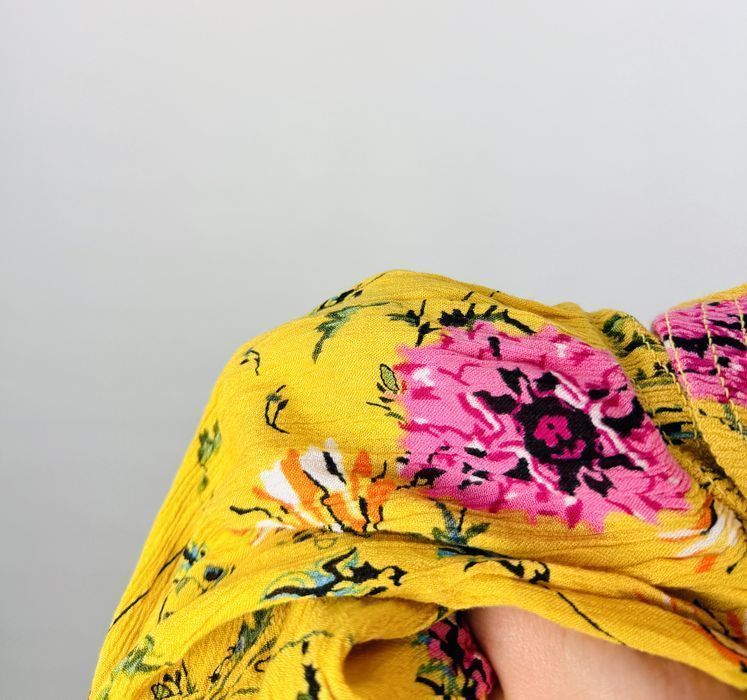 Żółta sukienka hiszpanka w kwiaty midi S 36 Primark