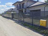 Brama wjazdowa przesuwna,palisada,ogrodzenie palisadowe,panelowa 4m+1m