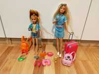 Barbie podróżniczka z siostrą  zestaw  akcesoria