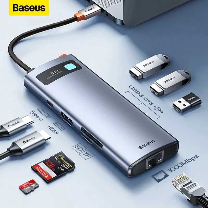 Baseus USB HUB 8in1 Type-C HUB BS-OH101 4K-60Hz/RJ45/PD/USB3