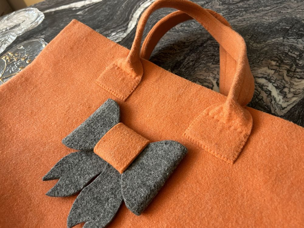Duża Torba Pomarańczowa- w typie shopperka / tote bag Recznie Robiona