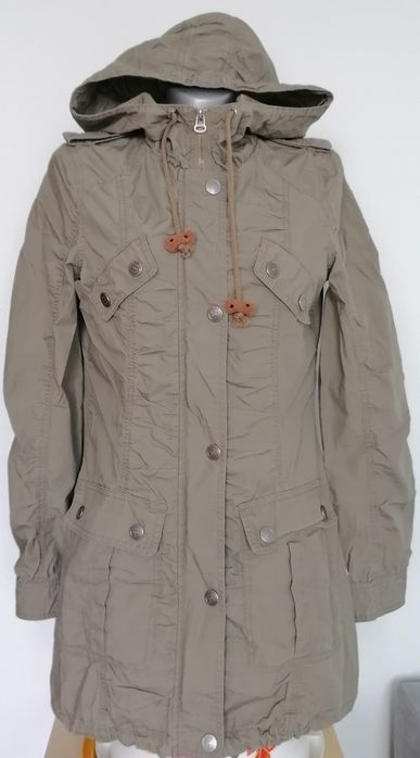 Lekki płaszczyk/ kurtka parka  oliwkowa XS /S śliczna