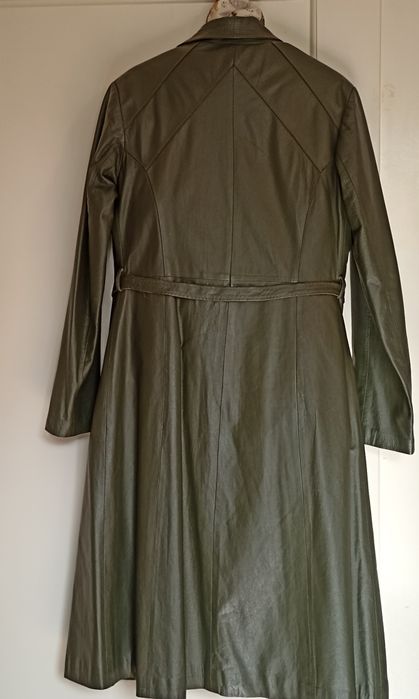 Płaszcz damski skórzany długi z paskiem