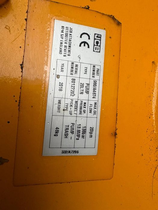 Hydrauliczna pompa do szlamu jcb 20l 2160 l/min.