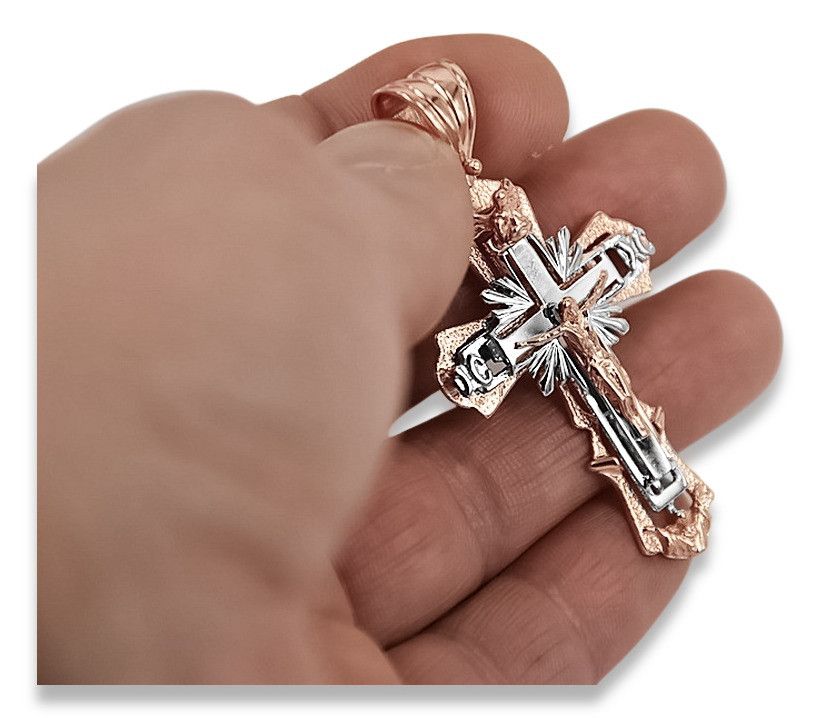 Krzyżyk Prawosławny z różowego złota 14k 585 Gdańsk biżuteria oc010rw