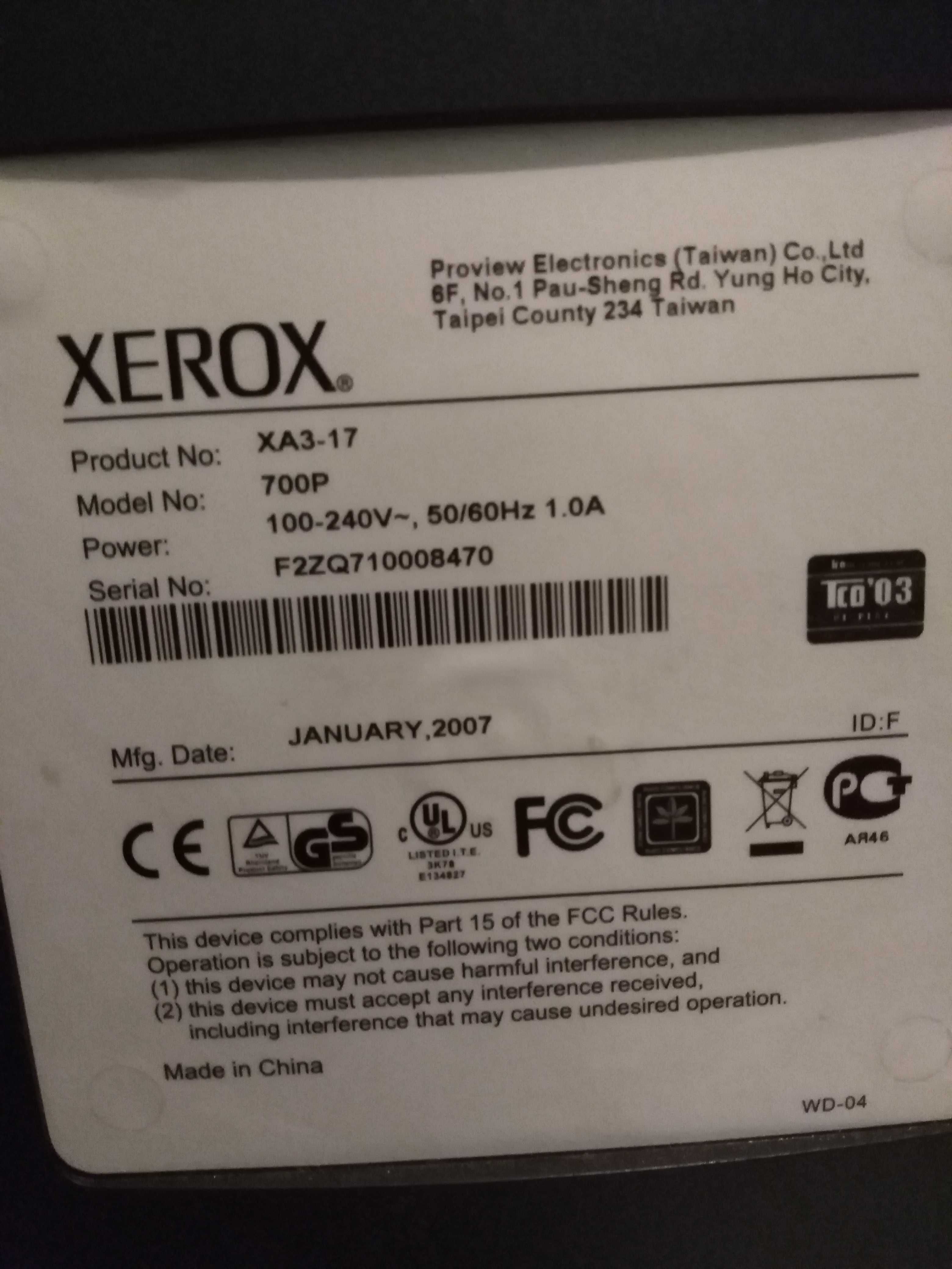 Монітор Xerox  700P, 1280 x 1024, 8 мс, 4:3, VGA, XA3-17 17 дюймів