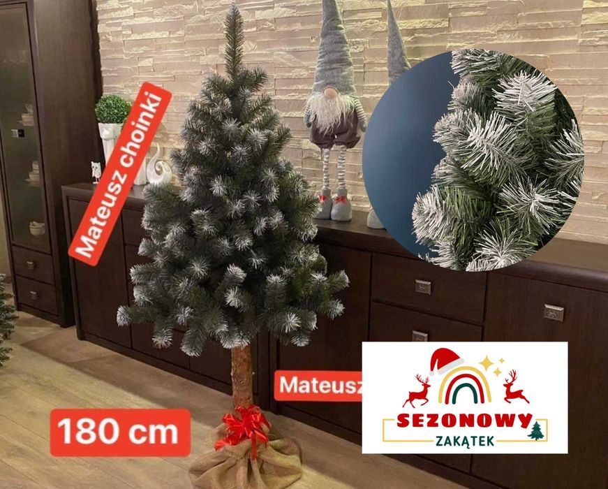 Choinka sztuczna 180 cm Sosna diamentowa na pniu Malowana Wysyłka HiT