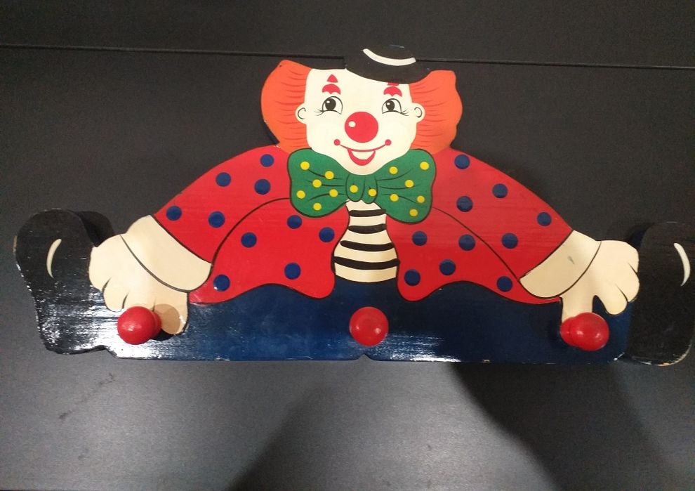 Cabide/ Bengaleiro, madeira palhaço de criança