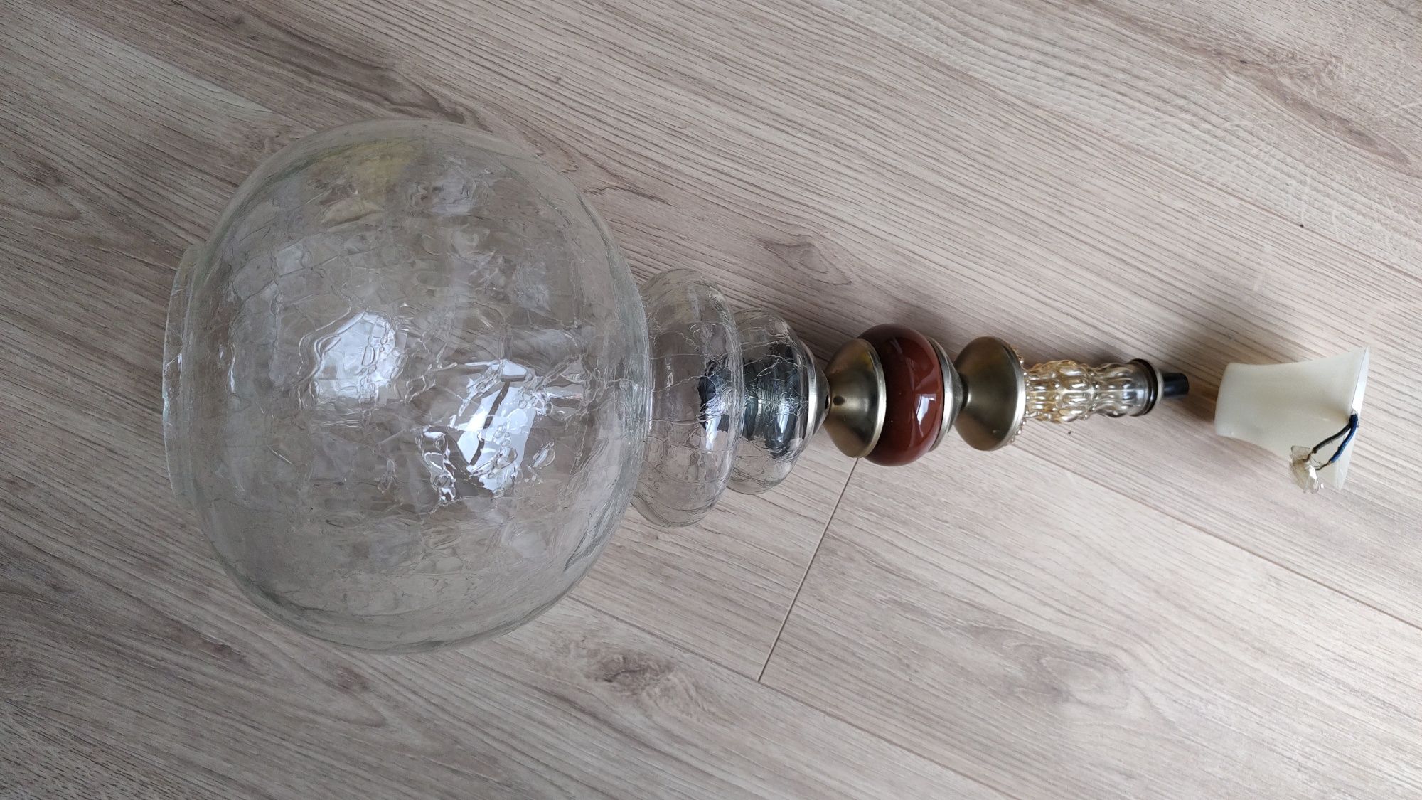 Żyrandol, lampa wisząca - klosz PRL, retro - wys. 63 cm, szer. 24 cm