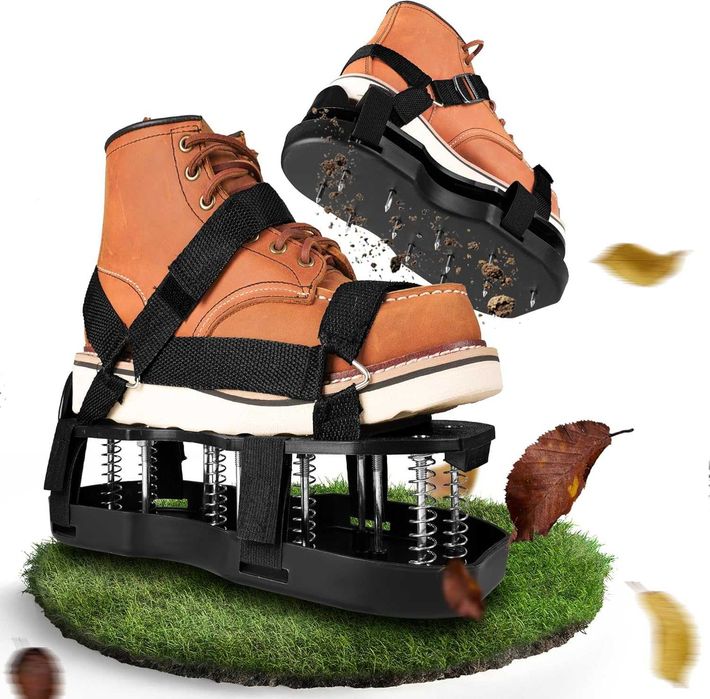 Buty do napowietrzania trawnika stalowymi kolcami aeracji nowe