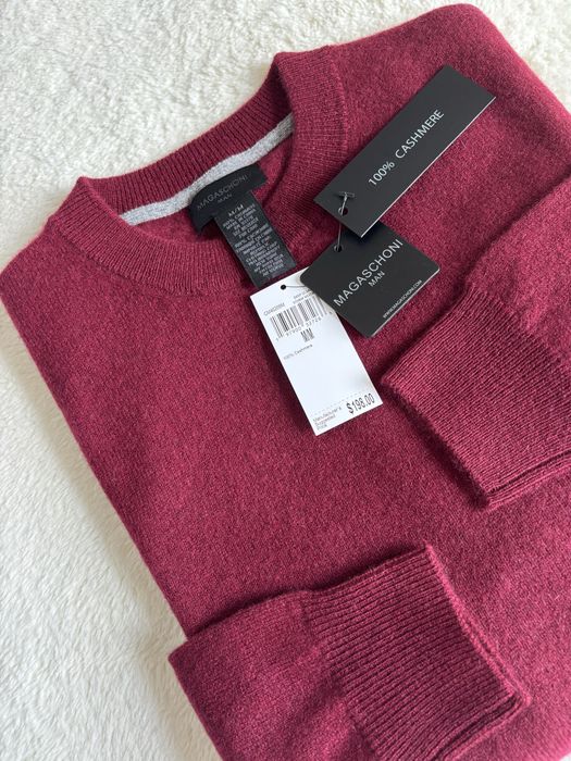 Sweter kaszmirowy męski kolor burgundowy Magaschoni  rozmiar M