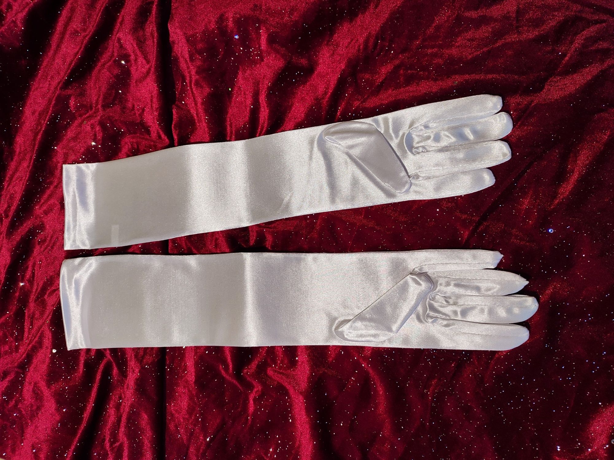 Rękawice długie damskie białe ślubne w stylu retro Gatsby przebranie s