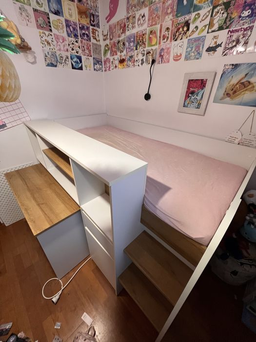 Łóżko piętrowe z biurkiem 90x200