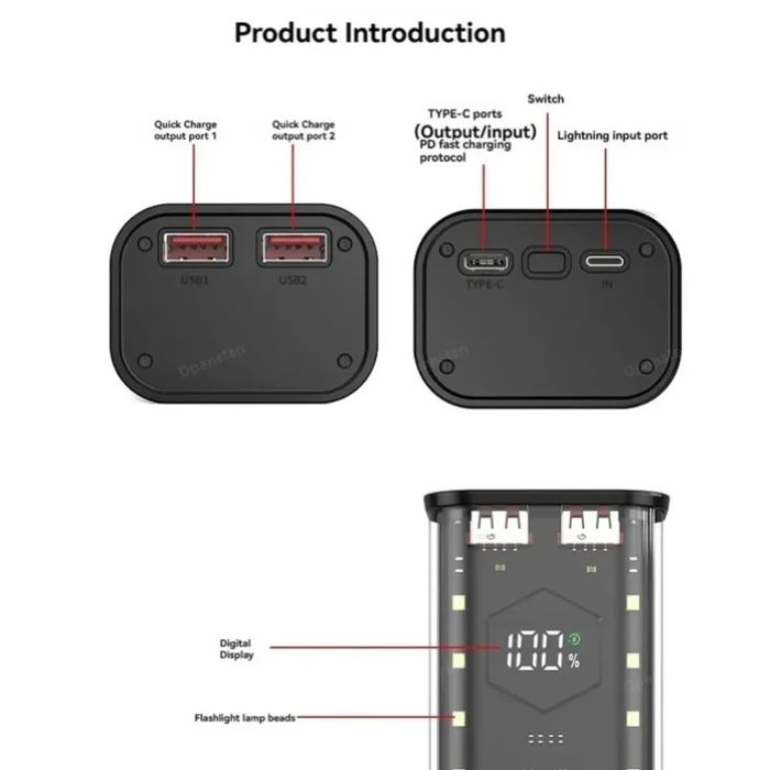 Корпус для повербанк 21700 22 - 100W 4 акумулятори