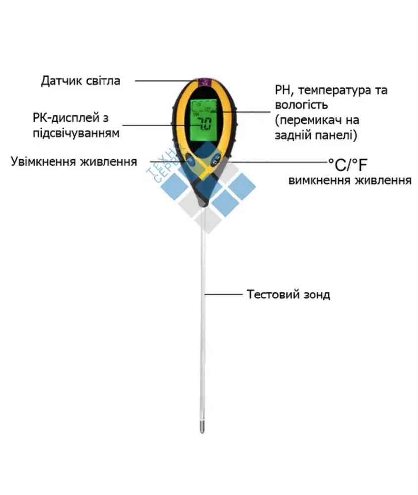 Цифровий аналізатор тестер PH Ґрунту 4 в 1 - #X-816