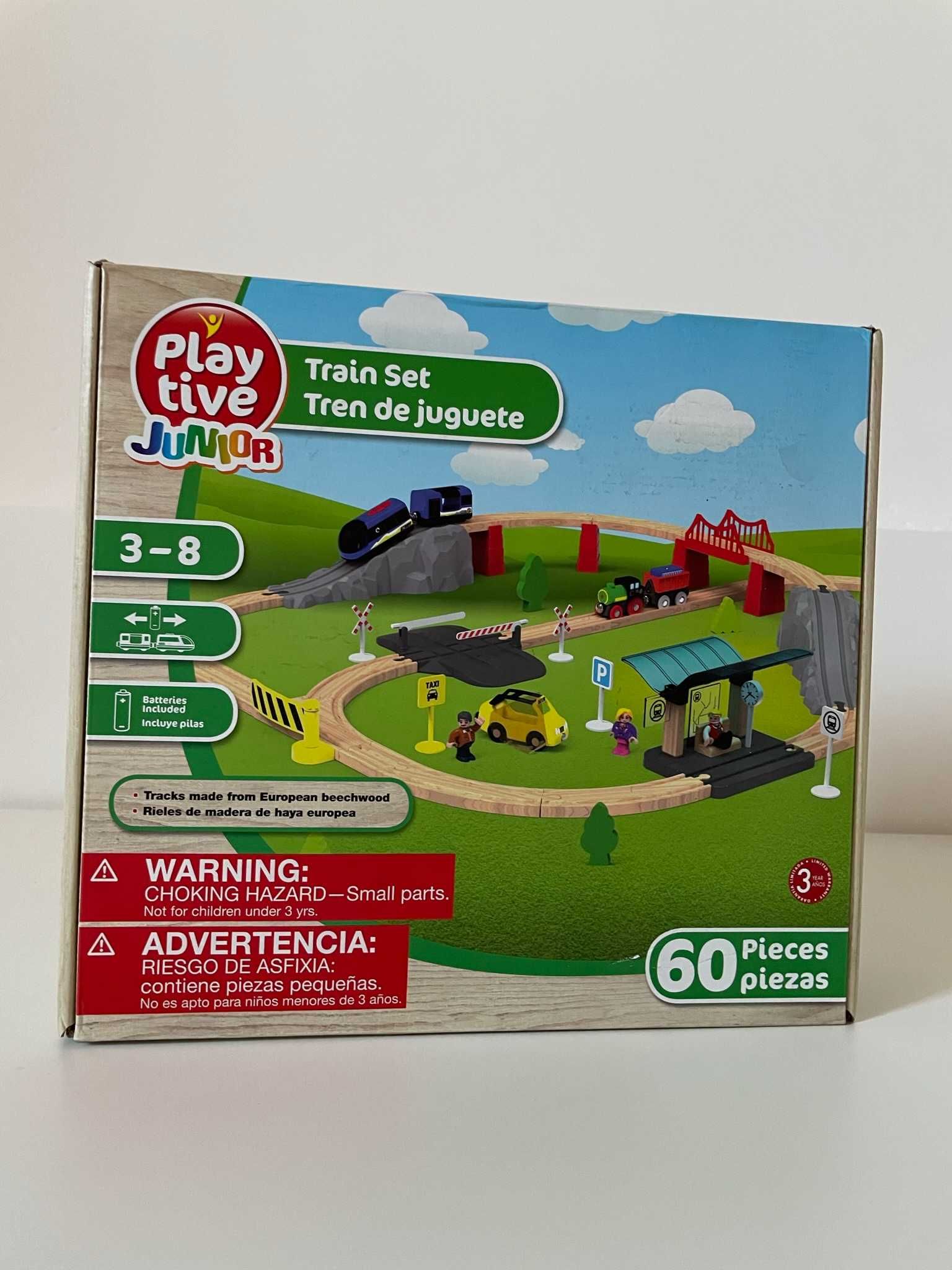 Playtive Junior Zestaw torów drewnianych pociąg pasażerski Train Set