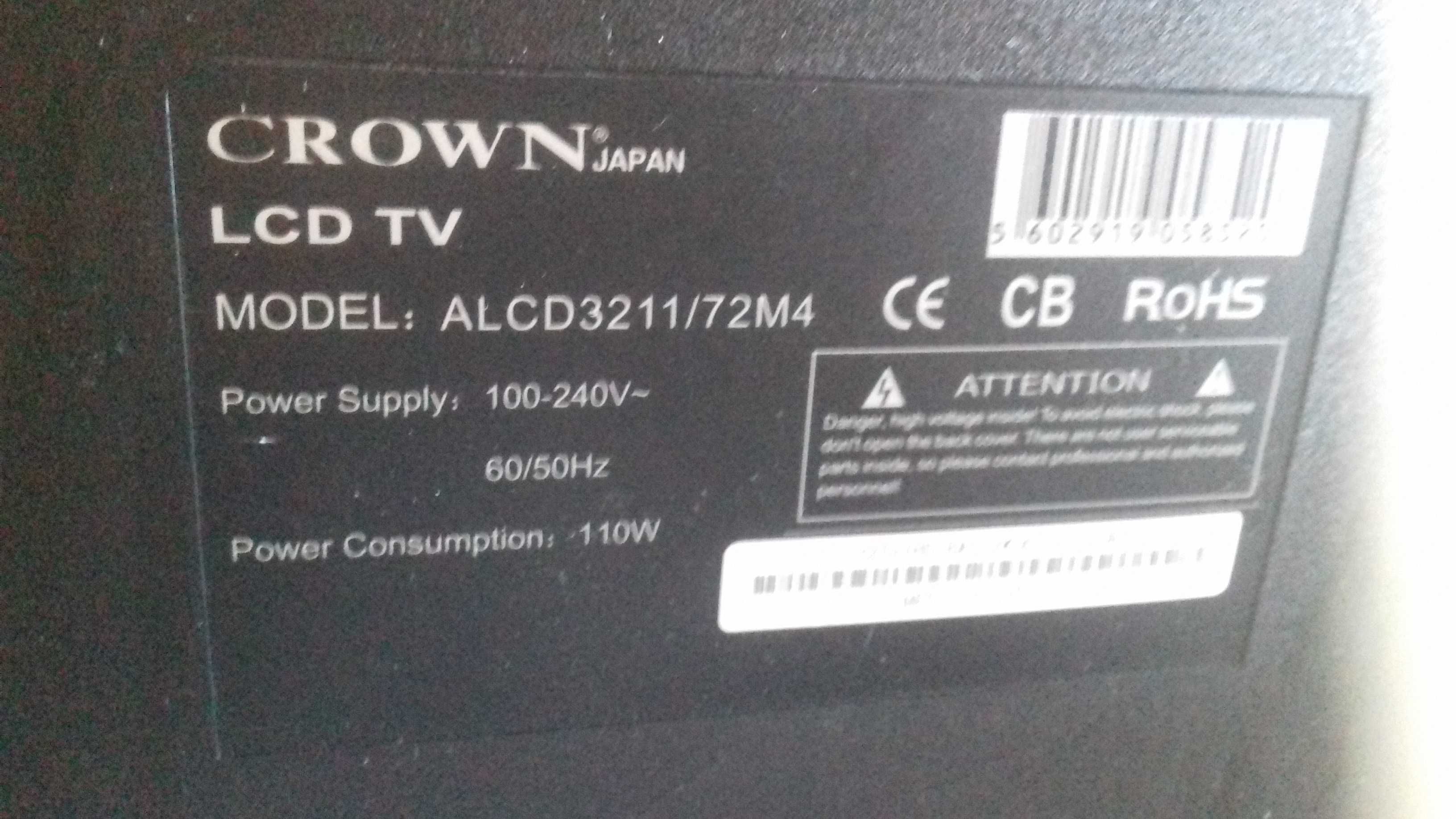 vendo tv crown 32 polegadas  a funcionar para peças