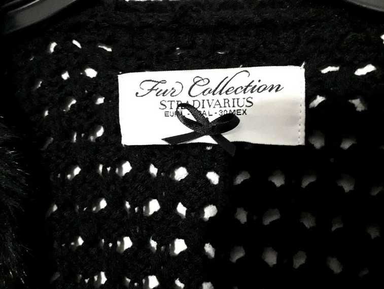 Colete preto de malha/pêlo sintético Stradivarius T: L c/ envio normal