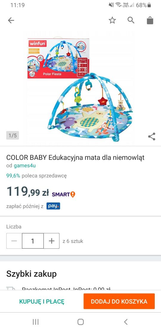 COLOR BABY Edukacyjna mata dla niemowląt
