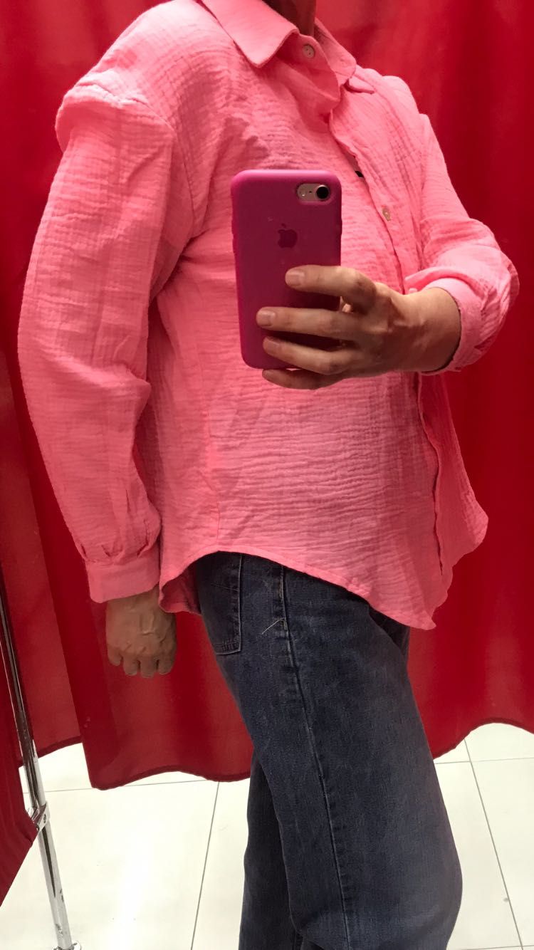 Рубашка муслиновая розовая,XS/S/M