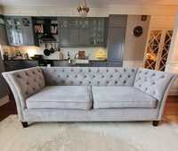 Sofa 2-osobowa welurowa szara CHESTERFIELD