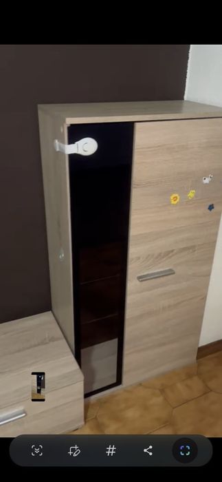 Conjuntos de móveis de TV com móvel central e 2 armários porta vidro