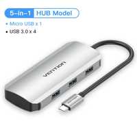 USB-хаб Vention USB3.1 Type-C USB 3.0x4/Micro-B Hub 5-in-1 (TNAHB)