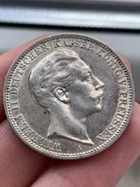 Srebrna moneta Prusy 3 marki 1911