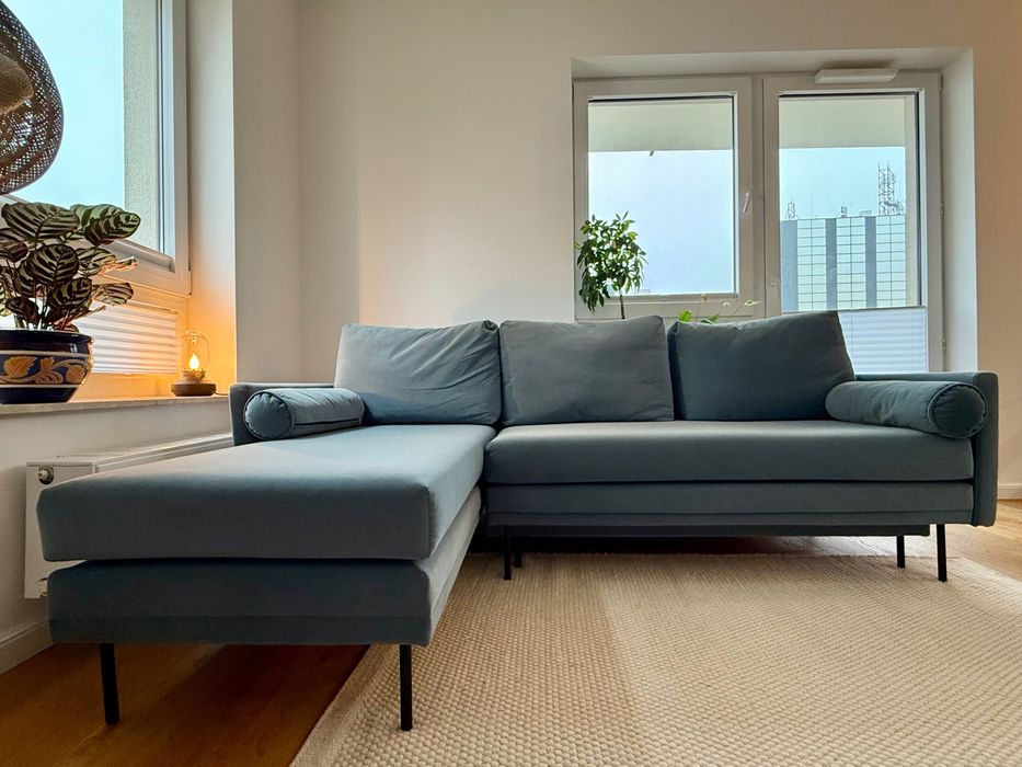 Sofa Narożnik Optisofa Blues z szezlongiem niebieska