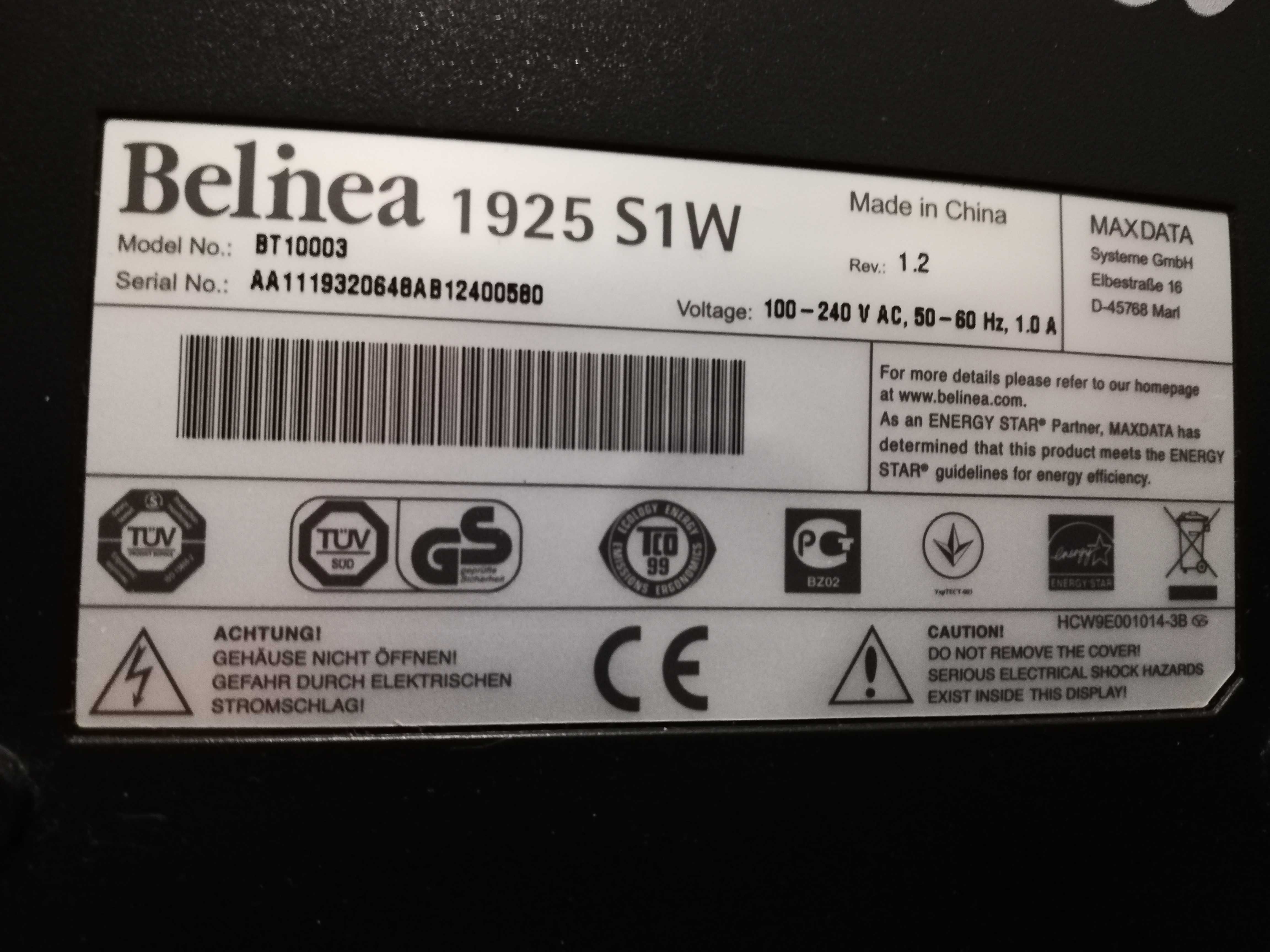 Monitor Belinea 1925 S1W 19" WXGA