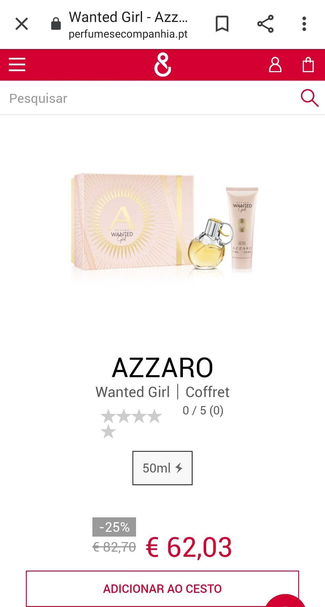 (Novo) Perfume + leite corporal Azzaro Wanted Girl