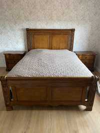 Łóżko drewniane antyk plus szafki nocne