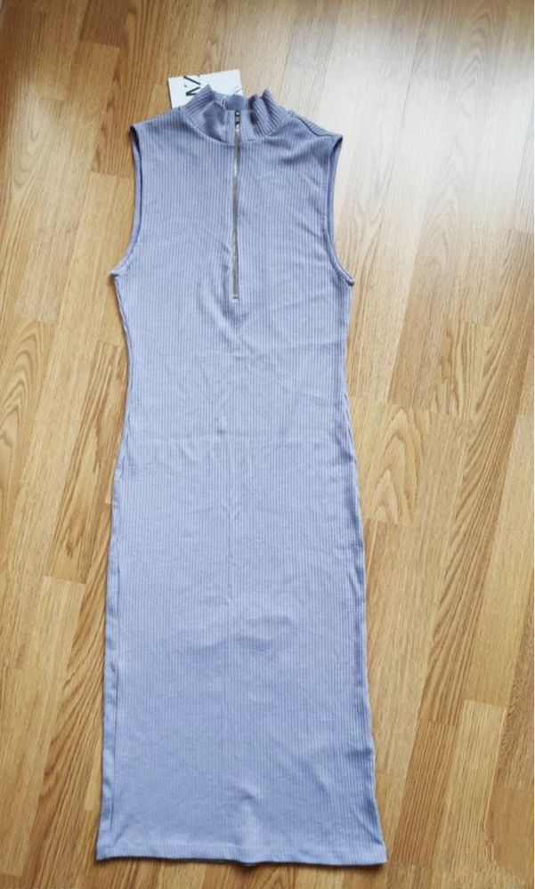 Плаття ZARA в рубчик міді  лілове сукня резинка Зара М 38 28