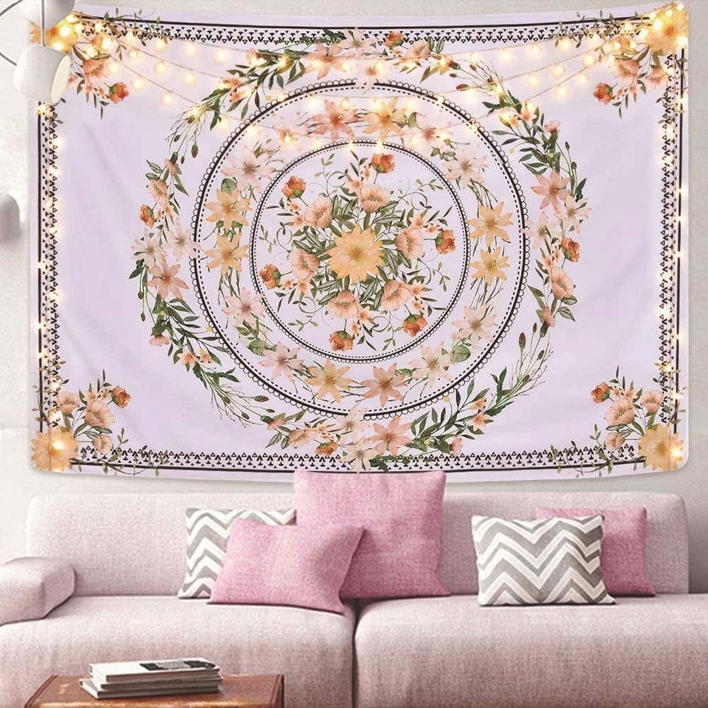 gobelin ścienny kwiaty, gobelin mandala do dekoracji domu kbeazy