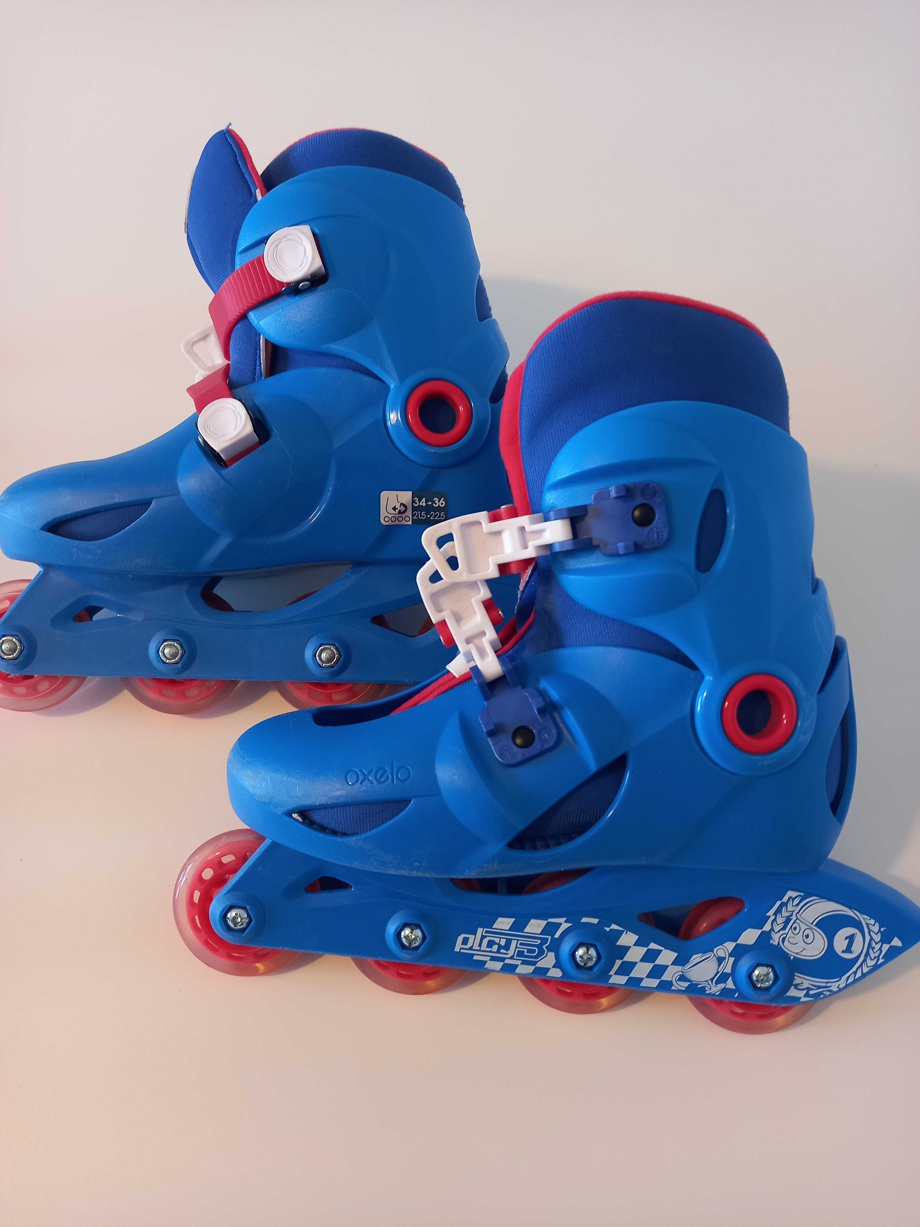 Vendo Patins de Criança PLAY3 Azul Vermelho com Saco