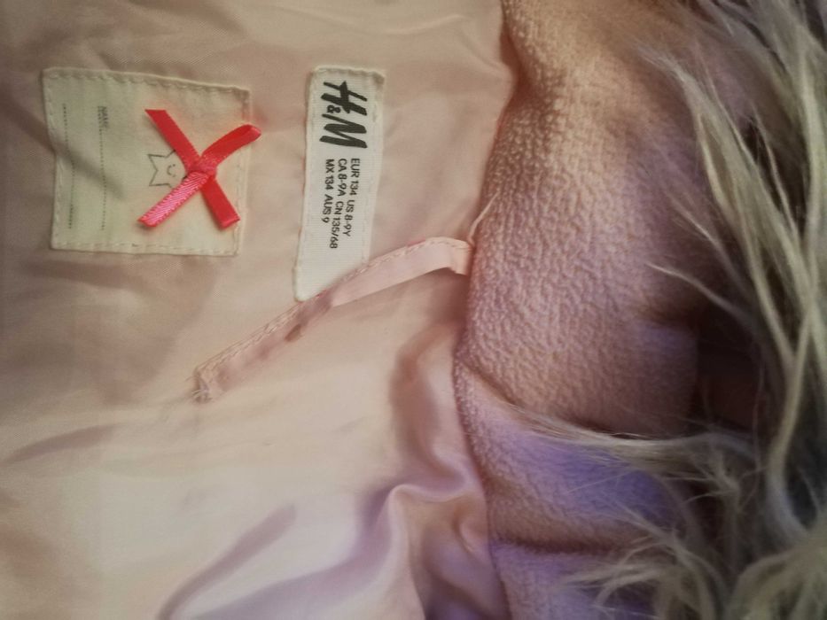 Kurtka zimowa H&M różowa dziecięca rozmiar 134
